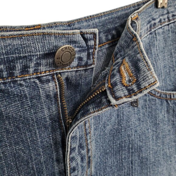 Chicos Denim 2 Size L Skirt Denim Blue Jean Mid Rise Stretch Crosshatch Casual - Picture 10 of 10